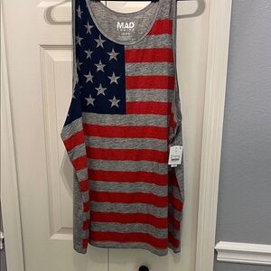 MAD Engine Patriotic Gray and Red Tank Top